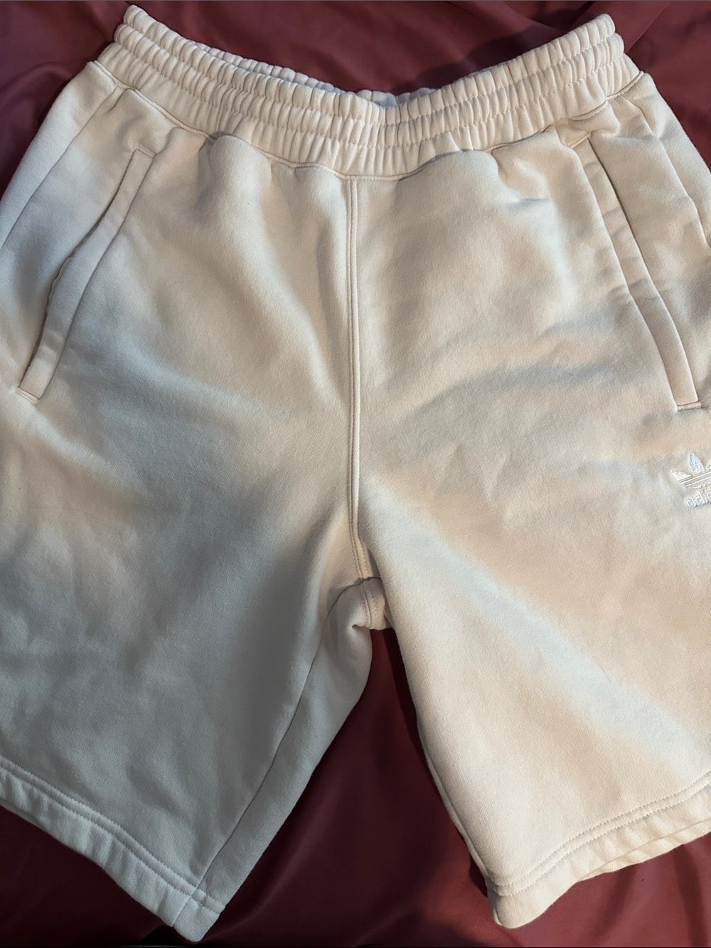 adidas Cream Trefoil Athletic Shorts
